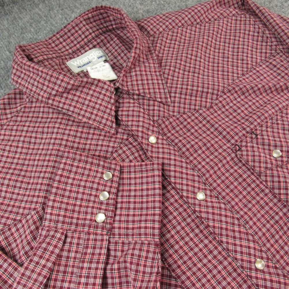 Wrangler Shirt Mens 2XLT Tall Red‎ Plaid Western Pearl Snap Cowboy Ranch